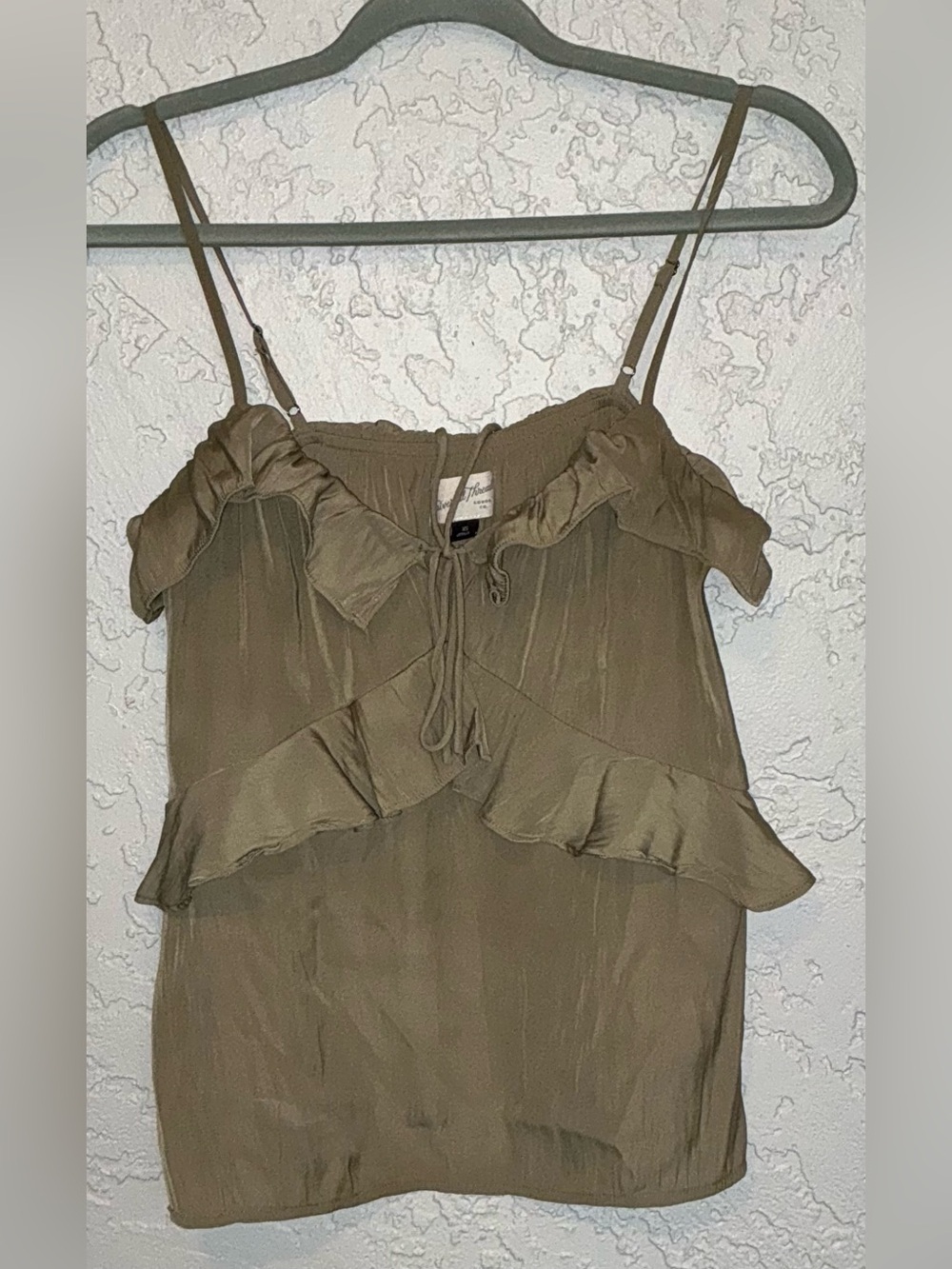 Universal Thread Green Ruffle Tie-Front Cami
